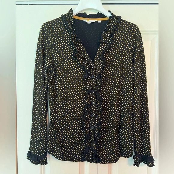 Boden ruffle polka dots long sleeve top. Size 6. - Picture 1 of 6